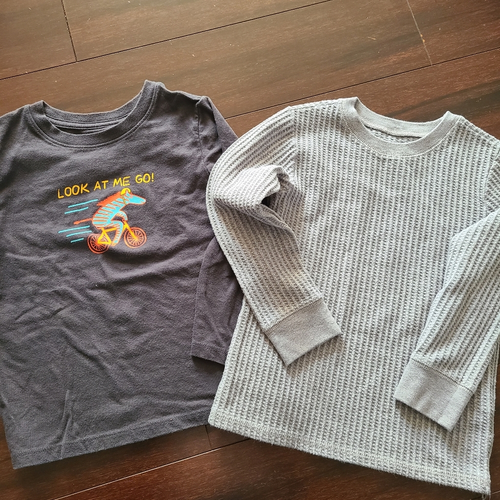 Kids Long Sleeve Shirt Set - Gray And Dark Gray